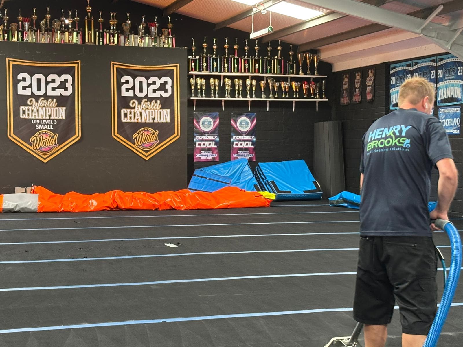 Henry-Brooks Ltd commercial cleaning team cleaning an office in Hampshire