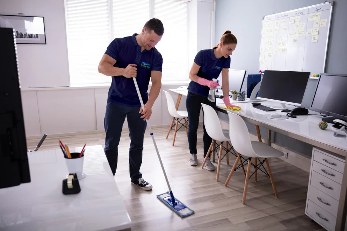 Henry-Brooks Ltd professional commercial cleaning team at work in Hampshire