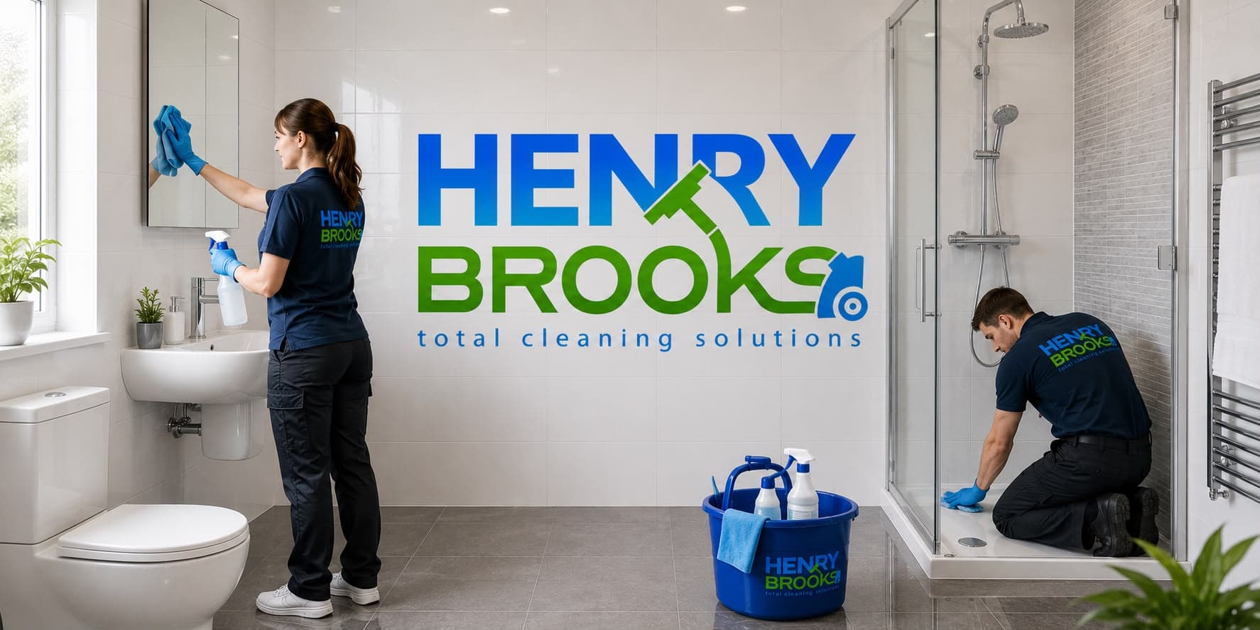 Henry-Brooks commercial cleaning team cleaning an office in Hampshire